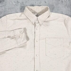 Flint And Tinder Shirt Mens Large White Huckberry Nep Long Sleeve Casual Oxford